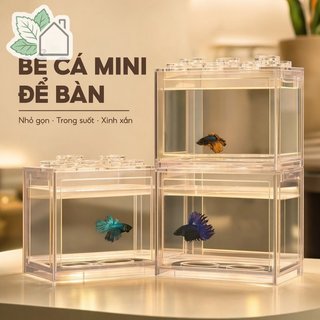 Mini Nhựa Cá Để Bàn Bể Cá ABS Chất Liệu Đèn LED Nhỏ Thú Cưng Trang Trí Nhà