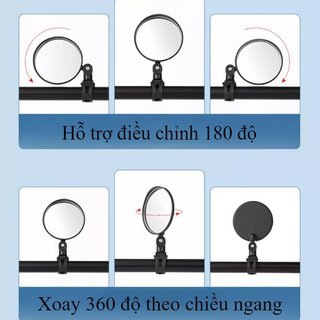 Gương chiếu hậu xe đạp 360 độ có thể điều chỉnh tay lái ABS Phản xạ góc nhìn rộng màu đen