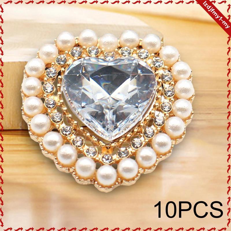 [leipupa] 10 Nút Hình Trái Tim, Nút Kim Cương Giả, Làm Đồ Trang Sức, Trang Trí, Thủ Công, Nút May Cho Áo Khoác, Áo Sơ Mi, Phù Hợp Với, Quần Áo