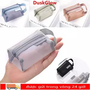 Ví đựng tiền xu dây kéo Mini DUSKGLOW, Túi lưu trữ lưới vuông di động dung tích lớn, Văn phòng phẩm nhẹ thoáng khí