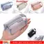 Ví đựng tiền xu dây kéo Mini DUSKGLOW, Túi lưu trữ lưới vuông di động dung tích lớn, Văn phòng phẩm nhẹ thoáng khí