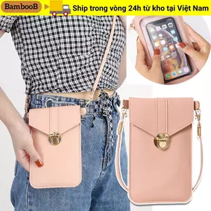 Ví điện thoại màn hình cảm ứng BAMBOOB, Dây đeo đa chức năng có móc đóng vai, Túi điện thoại di động bằng da PU di động