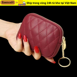 Ví dây kéo ESSENCEH, Ví đựng tiền xu Mini đa năng thông thường, Chìa khóa ô tô bằng da PU di động