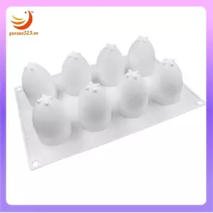 Khuôn Silicon Trứng Phục Sinh Tám Lỗ Ba Chiều Hình Trứng Thạch Cao Khuôn DIY Handmade Trang Trí Nhà Cửa Cho Lễ Phục Sinh