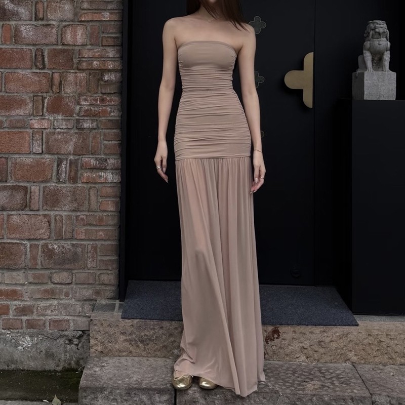 Cutenew Gợi Cảm Lưới Maxi Váy Skinny Off Vai Pháp Lãng Mạn Nữ Mùa Hè Ngày Lễ Phong Cách