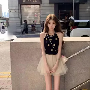 Váy Pettiskirt mùa xuân hè 2026 Váy chữ a dành cho nữ cạp cao ôm hơn Váy xếp li mỏng hơn Nhìn ngắn phù hợp