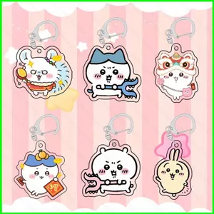 HT3 Chiikawa Hachiware Usagi Hoạt Hình Dễ Thương Móc Khóa Hai Mặt Acrylic Túi Trang Trí Mặt Dây Chuyền TH3