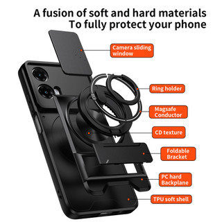 Ốp Điện Thoại Đa Năng Sang Trọng Thích Hợp Cho Motorola G35 G34 G45 5G 360 Dây 360°Giá đỡ vòng có vỏ máy ảnh Vỏ bảo vệ toàn diện chống sốc