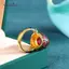 AqToCna Vàng Cổ Tay Nghề Thủ Công Tự Nhiên Carnelian Nhẫn Nữ Hoa Men Phong Cách Quốc Gia Ánh Sáng Sang Trọng Cưới Trang Sức Quà Tặng AqToCna
