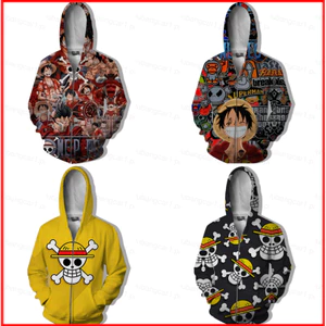 YB1 ONE PIECE Áo Khoác Luffy Gear Cosplay Unisex Top Dài Tay Dây Kéo Áo Khoác Thời Trang Anime Casual 3D Áo Khoác Ngoài Plus Kích Thước