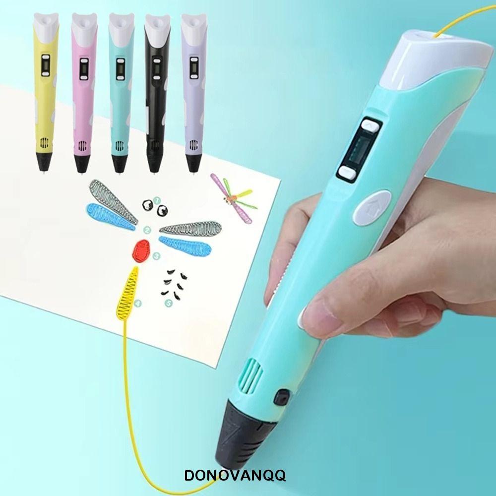 Bút in 3D DONOVANQQ, Bút vẽ DIY tốc độ có thể điều chỉnh USB, Màn hình LED vui nhộn Tranh an toàn với bút 3D PLA Đồ chơi thông minh