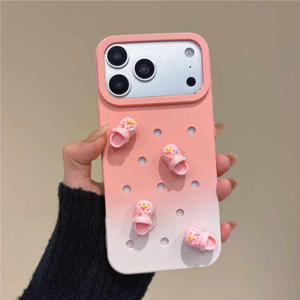 Ốp điện thoại mềm hình giày đục lỗ Gradient 3D cho iPhone 17 Pro Max 16 15 14 13 Vỏ bảo vệ chống sốc