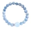 Vòng tay pha lê tự nhiên Unisex Kyanite Aquamarine - Hạt xanh nhạt - Trung tâm Aquamarine cỡ lớn - Miếng đệm kim cương bạc - Phong cách hàng ngày tối giản