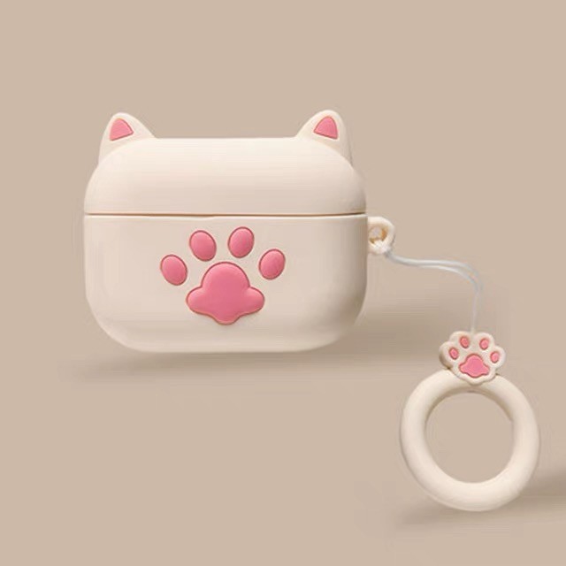 Vỏ tai nghe silicon hình chân mèo + mặt dây chuyền cho AirPods Pro3/Pro/Pro2/4/3/2/1