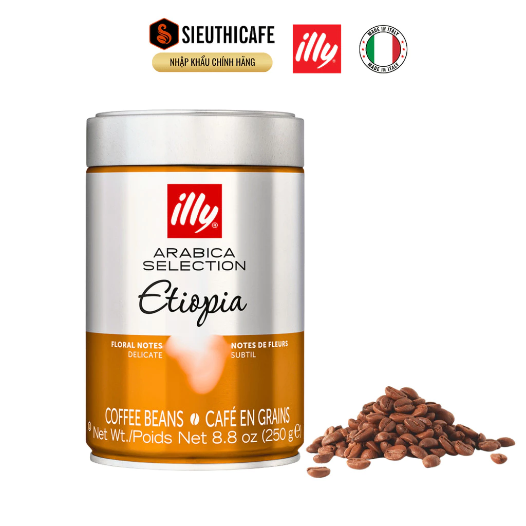 Cà Phê Hạt Illy Coffee - Arabica Etiopia – 100% Arabica - Lon 250g