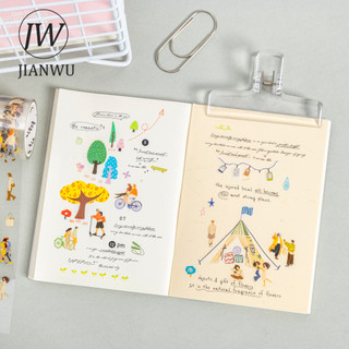 JIANWU Người Nhỏ Giấc Mơ Lớn Series Nhân Vật Vintage Phong Cảnh Chất Liệu Cắt Băng PET Sáng Tạo DIY Tạp Chí Văn Phòng Phẩm
