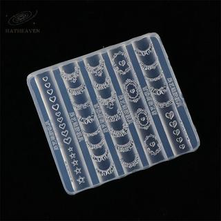 [hatheaven] 3D Ren Viền Móng Tay Nghệ Thuật Khuôn Silicon Váy Pháp Họa Tiết Trái Tim Ngôi Sao Giấy Nến Mẫu Tự Làm Dụng Cụ Khắc Phụ Kiện Làm Móng Tay Đẹp