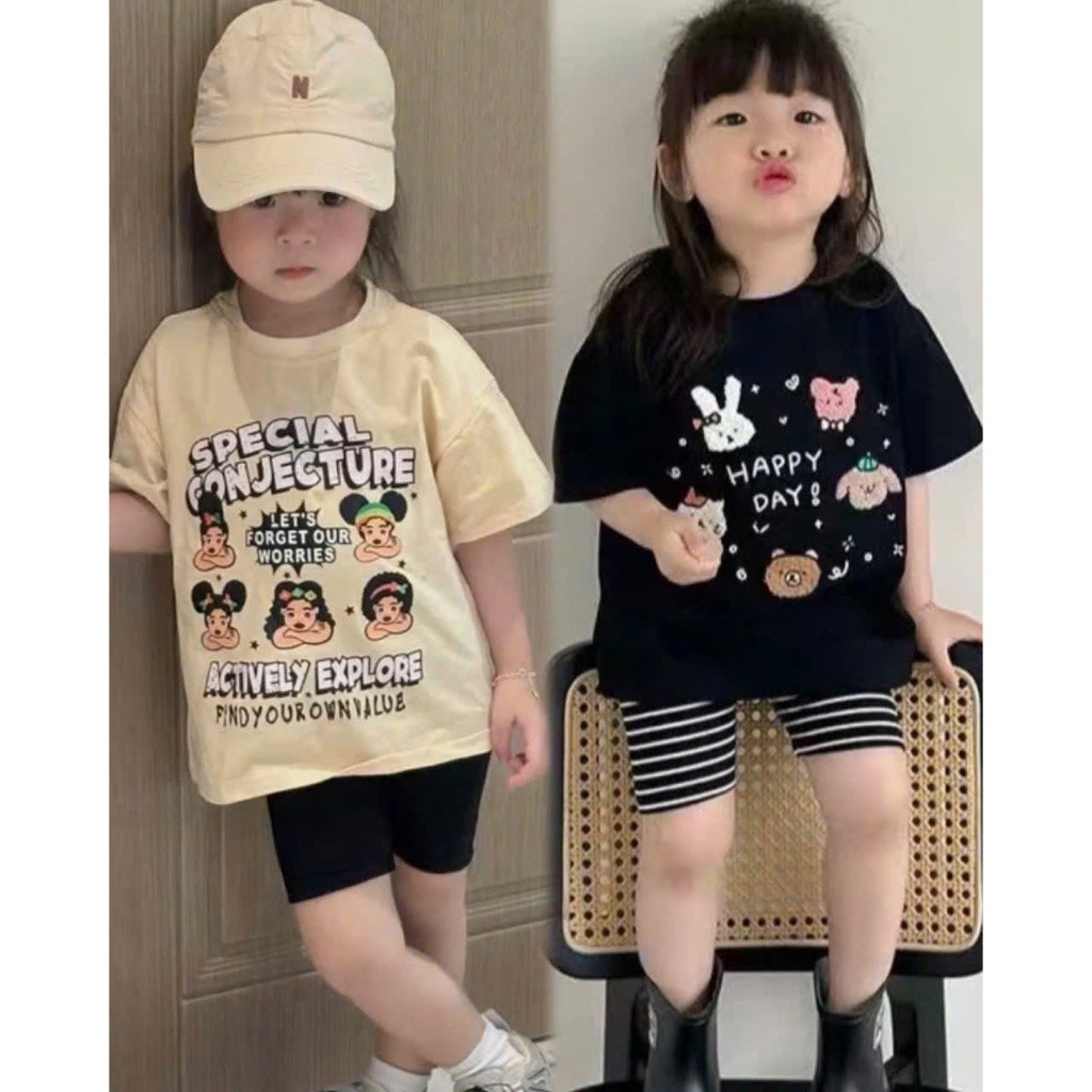 Sét Bé Gái HỌA TIẾT 4 MẪU DỄ THƯƠNG K.Kid Bộ Mùa Hè Chất Cotton Mềm Mát size 8-20kg M89