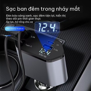 🔥 Tẩu Sạc Ô Tô 120W 4in1 Cao Cấp Dây Rút Tự Động Thu Gọn Sạc Nhanh Đa Năng Type-C Lightning Cho iPhone Samsung Xiaomi Bảo Hành 12 Tháng