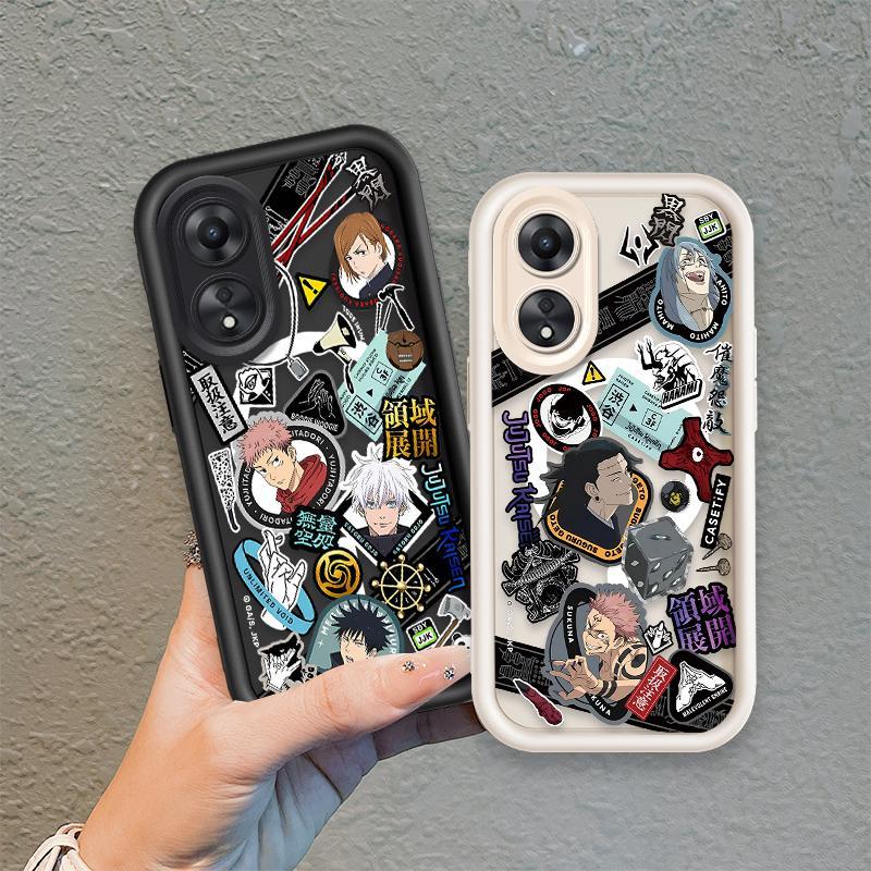 Ốp Lưng Cho OPPO A17 A17K A18 A38 A58 A60 4G Phim Hoạt Hình Silicon Mềm Đáng Yêu Ốp lưng TPU Jujutsu Kaisen Anime Mắt Thiên Thần Chống Sốc Ốp Lưng