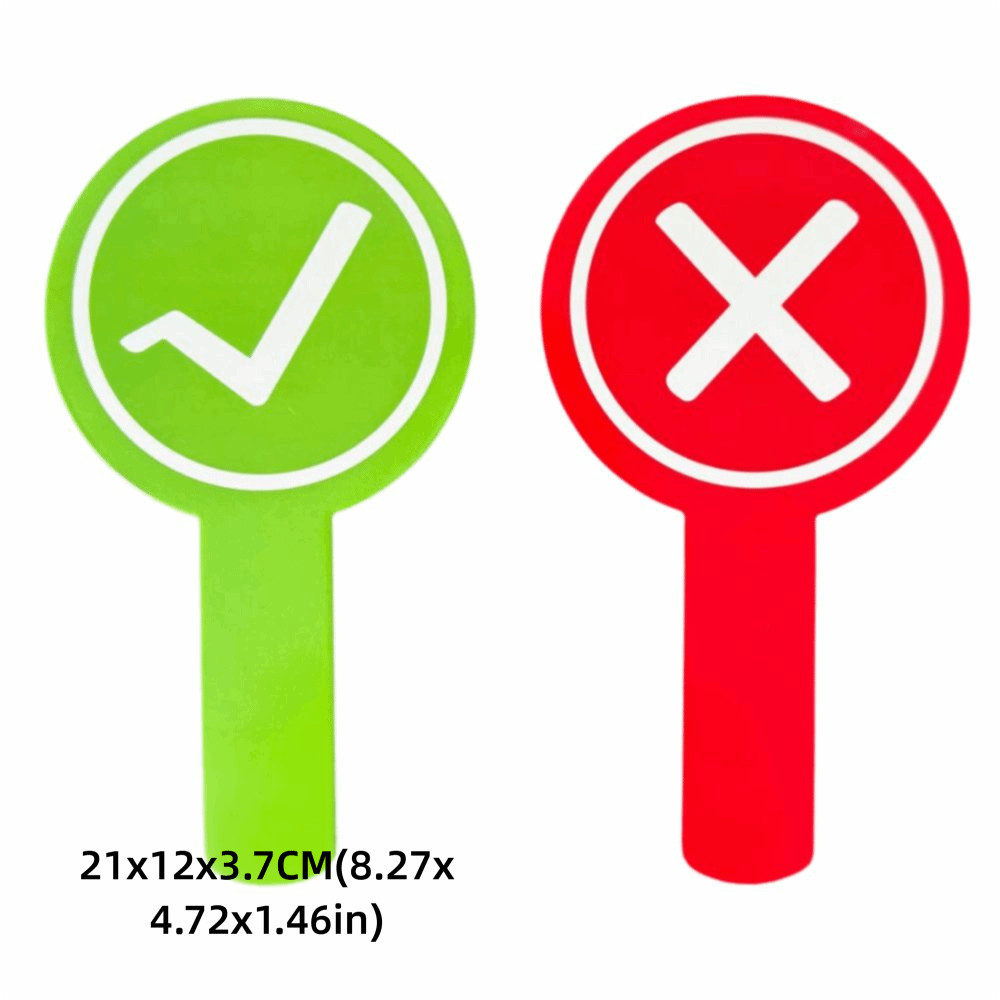 YUUKII Yes No Paddles, Thẻ chấm điểm tay hai mặt bên phải, Công cụ giữ thẻ thú vị Mặt không chính xác Mái chèo bỏ phiếu dành cho khán giả đỏ-xanh lá cây Thẩm phán gia đình