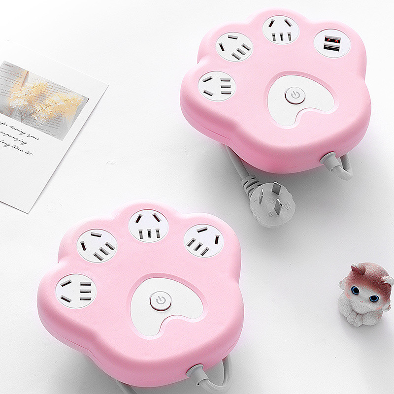 Ổ cắm chuyển đổi máy tính để bàn móng vuốt mèo sáng tạo có dải nguồn USB Ký túc xá văn phòng tại nhà Ổ cắm xốp Kéo đường bảng điều khiển HYDQ