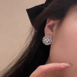 Châu Âu Mỹ ins Bông Tai Zircon Tròn Phong Cách Mới Nữ