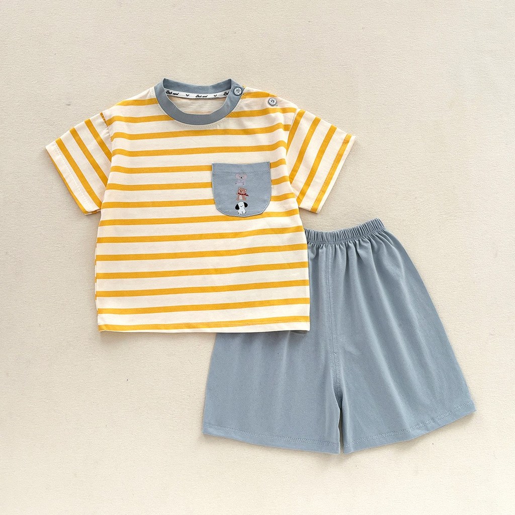 Bộ Bé Trai Đồ Bộ Bé Trai Áo Thun Quần Short Cotton Mềm Mát Họa Tiết Khủng Long Breeze Nuggap