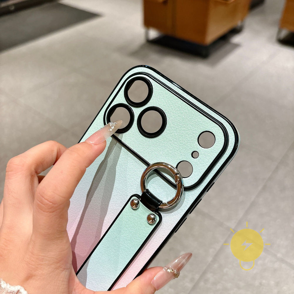 Phone Case For iPhone 17 Pro Max Plus 16 15 14 13  TPU Smudge Wristband Aesthetic Korean Cute
