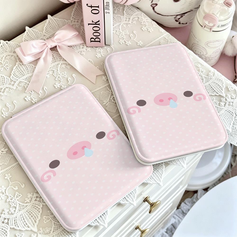 Gương gập mini trang điểm họa tiết mặt heo pastel dễ thương phong cách nữ tính cho học