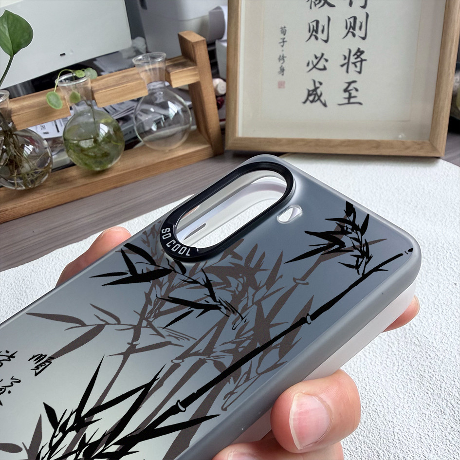 Dành Cho Redmi Turbo 5 Max / Turbo 4 Pro / POCO X8 Pro X7 X6 F8 F7 Thư Pháp Tranh Mực Tre Cứng Lưng Mềm Vỏ Điện Thoại / Note 15 Pro Mi 15T 14T K90 Pro Redmi Chống Sốc