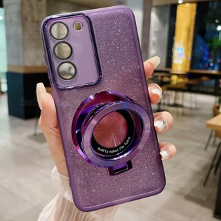Dành Cho RealmeC100 5G Vỏ Cho Realme C100 i X C100i C100X C83 C 100 C 83 RealmeC83 Giá Đỡ Nhẫn Giá Đỡ Vỏ Điện Thoại Lá Bling Lấp Lánh Trong Suốt Acrylic Chống Sốc Ốp Lưng