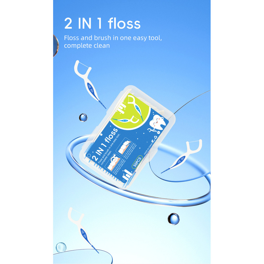 Orthodontic Nha Khoa Floloss Stick Silicone Interdental Brush 50 Chiếc Hộp Nẹp Nha Khoa Hoop Vệ Sinh Interdental Brush Dùng Một Lần Nha Khoa Flos 26.4.17