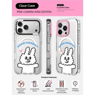 CASECASE X Bunny 's Hug Case HỒNG CAMERA RING EDITION Tác động Vỏ hút từ tính trong suốt cho iPhone 17 / 16 / 15 / 14 / 13 Pro Max Air với bao bì cao cấp