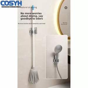 <cosyh>No Nail Mop Holder Stainless Steel Wall Mount Hooks for Kitchen Bathroom Storage