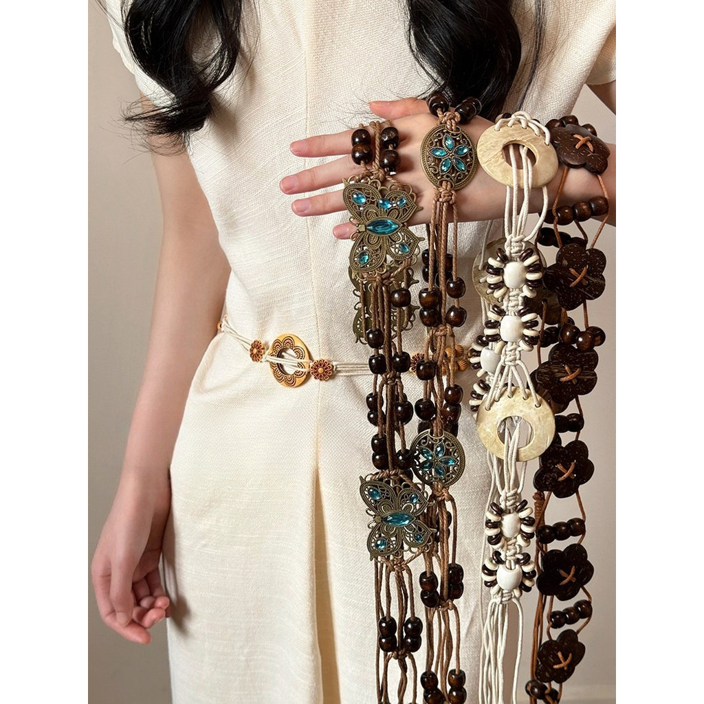 Dây đeo thắt lưng bohemian màu cà phê cổ điển dành cho phụ nữ