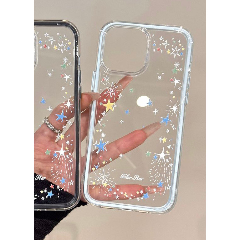 Vỏ lưng điện thoại họa tiết ngôi sao trời trong suốt mềm mại tương thích iPhone 17, 14,