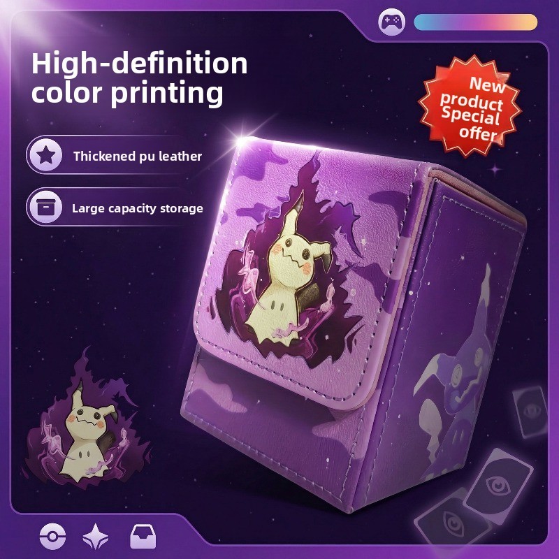 PTCG Ghost Thuộc tính Mimikyu Series Diy Bảng da từ tính Hộp đựng thẻ trò chơi OPCG DTCG TCG Bộ sưu tập thẻ trò chơi Hộp lưu trữ đồ chơi Nhân vật đồ chơi Anime Bộ sưu tập trò chơi Hộp lưu trữ