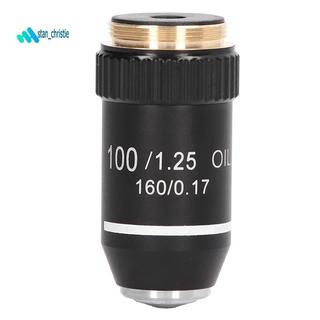 195 Ống kính mục tiêu màu đen Achromatic 100X Giao diện mục tiêu công suất cao dầu