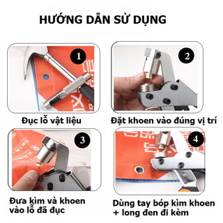 Kìm bấm bạt Hiflex 10mm chuyên dụng, Kèm 100 Khoen – Dụng cụ bấm khoen nhanh, đẹp, chắc chắn GAGONG