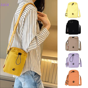 Túi đeo chéo SAIA, Túi đeo vai đơn bằng vải Nylon, Dây rút phong cách thể thao đa năng Màu trơn Túi nhỏ Unisex