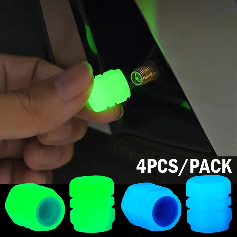 Dạ Quang Nắp Van 1 / 4 Cái Phát Sáng Trong Bóng Tối Lốp Van Cắm Đa Năng Bánh Xe Trung Tâm Dành Cho Ô Tô Xe Máy Xe Đạp Trang Trí Ngoại Thất