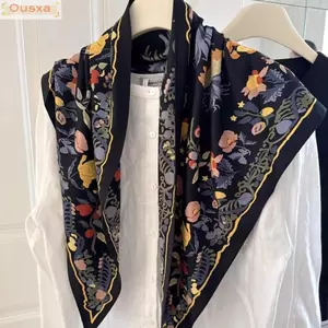 Ousxa Khăn Tam Giắc Hoa Lụa Satin Thời Trang, Thích Hợp Mùa Hè