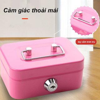 Hộp Đựng Tiền Kim Loại Mini Trẻ Em Tiền An Toàn Có Thể Khóa Đồng Xu Ngân Hàng Thép Hộp Bảo Quản Văn Phòng Tại Nhà