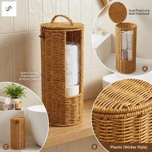 Giỏ đựng khăn giấy hình trụ có nắp để đựng khăn giấy phòng tắm Trang trí khách sạn tại nhà