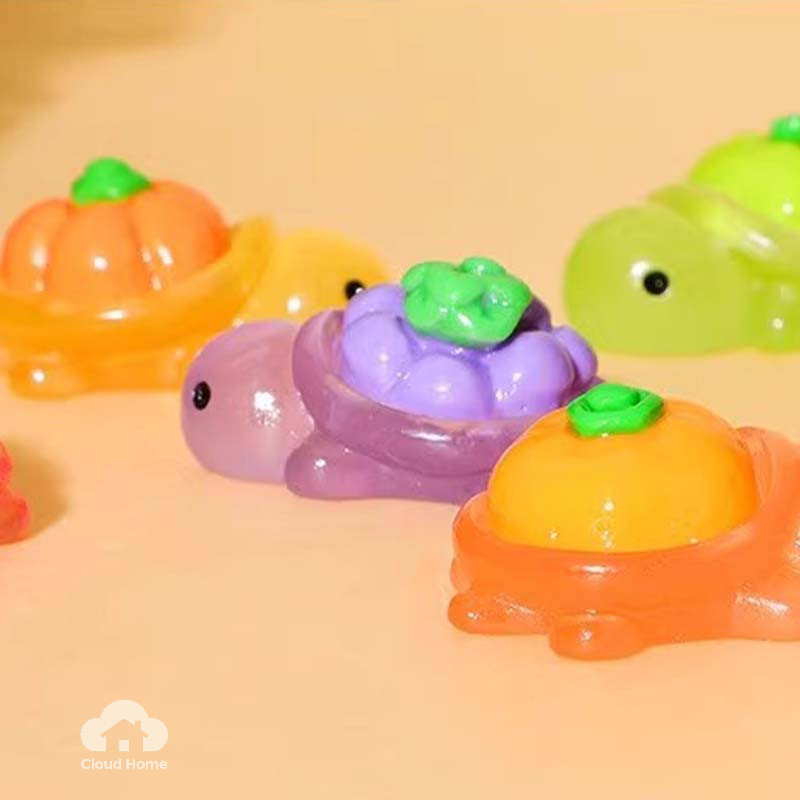 Đồ trang trí mini hình rùa nhỏ nhiều màu sắc hoạt hình, có đèn LED, dùng để bàn.