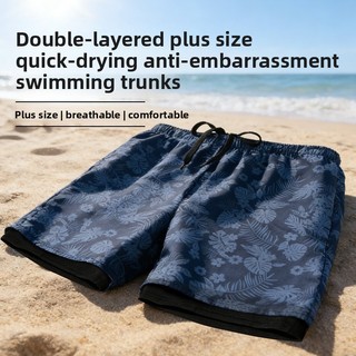 Boxer Nam Plus Size Mùa Xuân Nóng, Nhanh Khô, Có Dây Rút Phù Hợp Đi Bơi