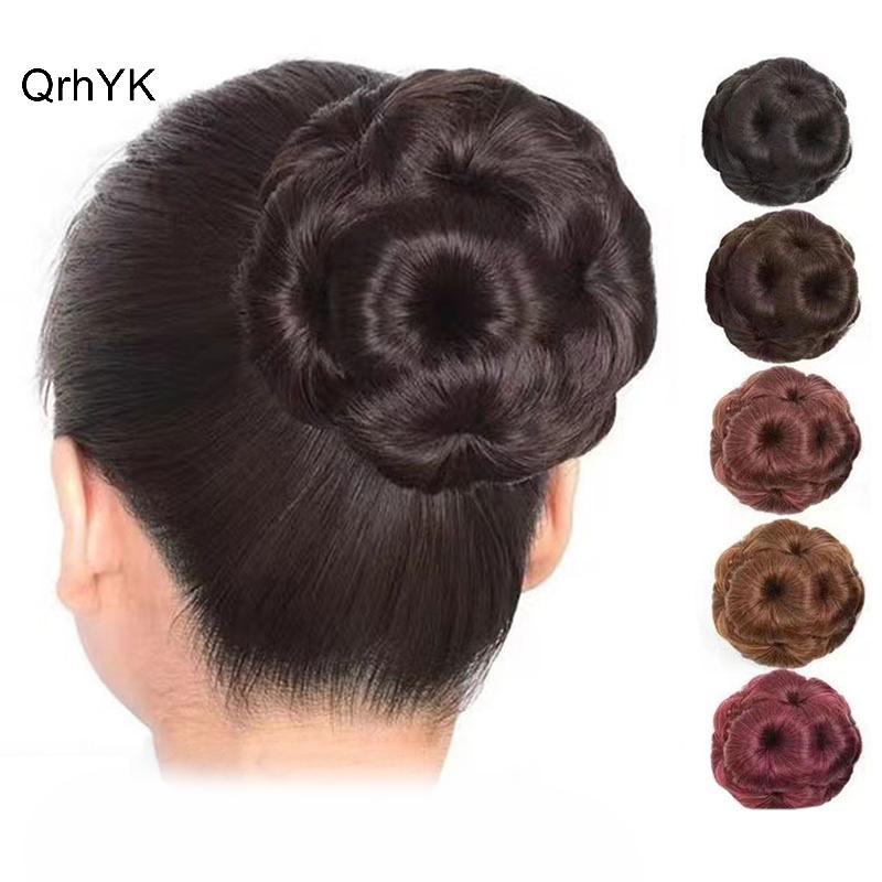 Tóc Búi Chín Hoa Bud - Kẹp Tóc Giả Tạo Kiểu Cho Phụ Nữ, Tương Thật Và Sống Động