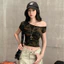 Slanted Vai Slim-fit Slimmer Look Ngụy Trang Áo Thun Tay Ngắn Nữ Phong Cách Mới Slim-fit Sli26042806