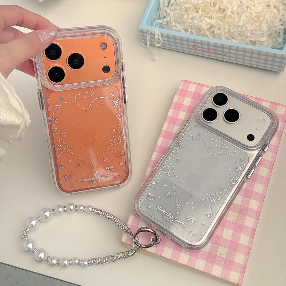 Ốp lưng cứng trong suốt Tương thích với iPhone 13 14 14Pro 14ProMax 15 15Pro 15ProMax 16 16Pro 16ProMax 17 17Pro 17ProMax Vỏ hoa văn cánh tình yêu